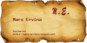 Marx Ervina névjegykártya